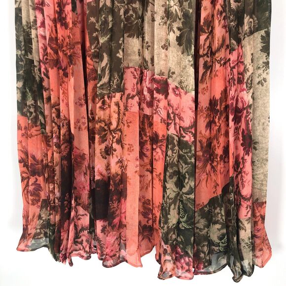 NEW Rachel Parcell Floral Chiffon Midi Dress Womens 10 Bow Neck Puff Long Sleeve - Picture 6 of 11